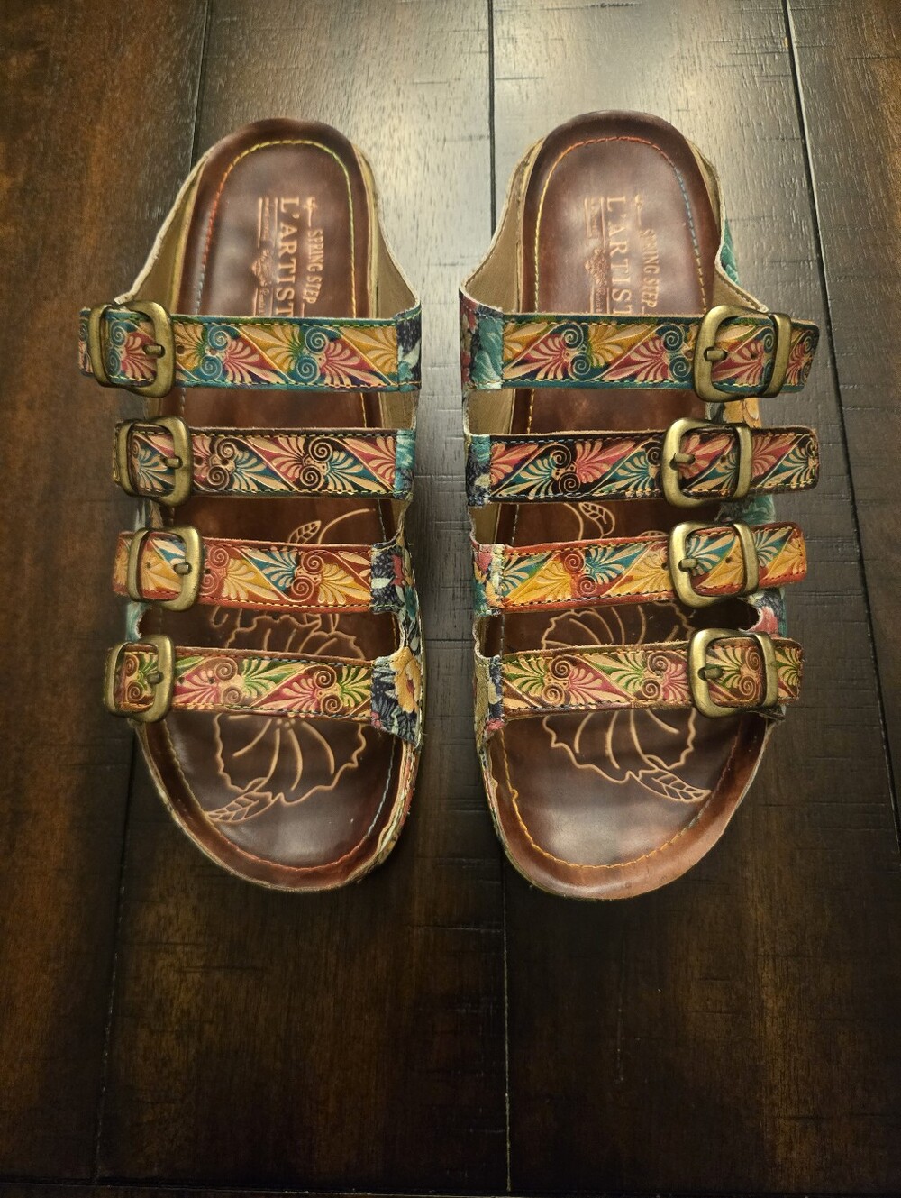 L'artiste Dandi Floral Buckle Sandals 41/9.5-10 - Picture 2 of 8